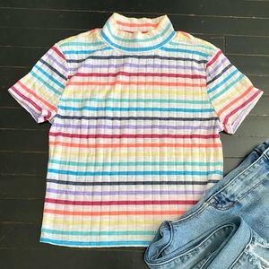 Reynah Couture Stripe Crop Mock Turtleneck